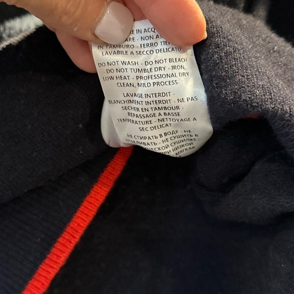 Stella McCartney size Medium wool crewneck sweater. Navy and orange - Picture 5 of 9